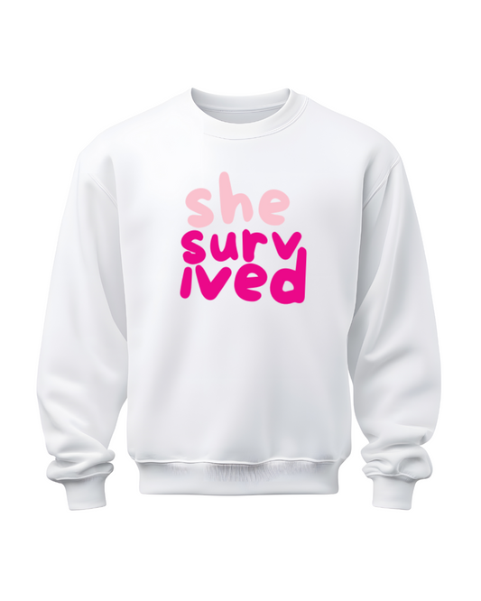 She Survived Sweatshirt – Empowering Cancer Survivor Crewneck